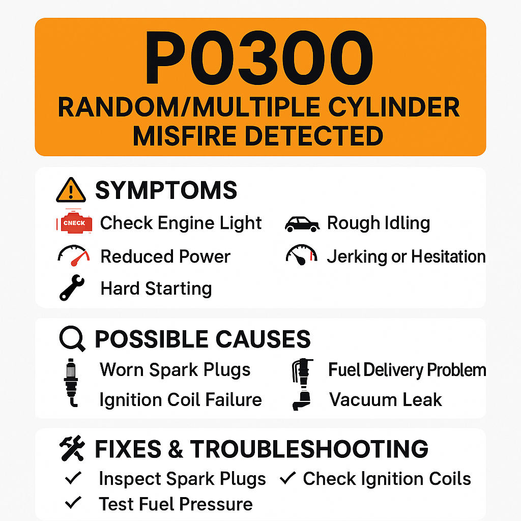 DTC P0300: Random/Multiple Cylinder Misfire Detected – How to Fix It