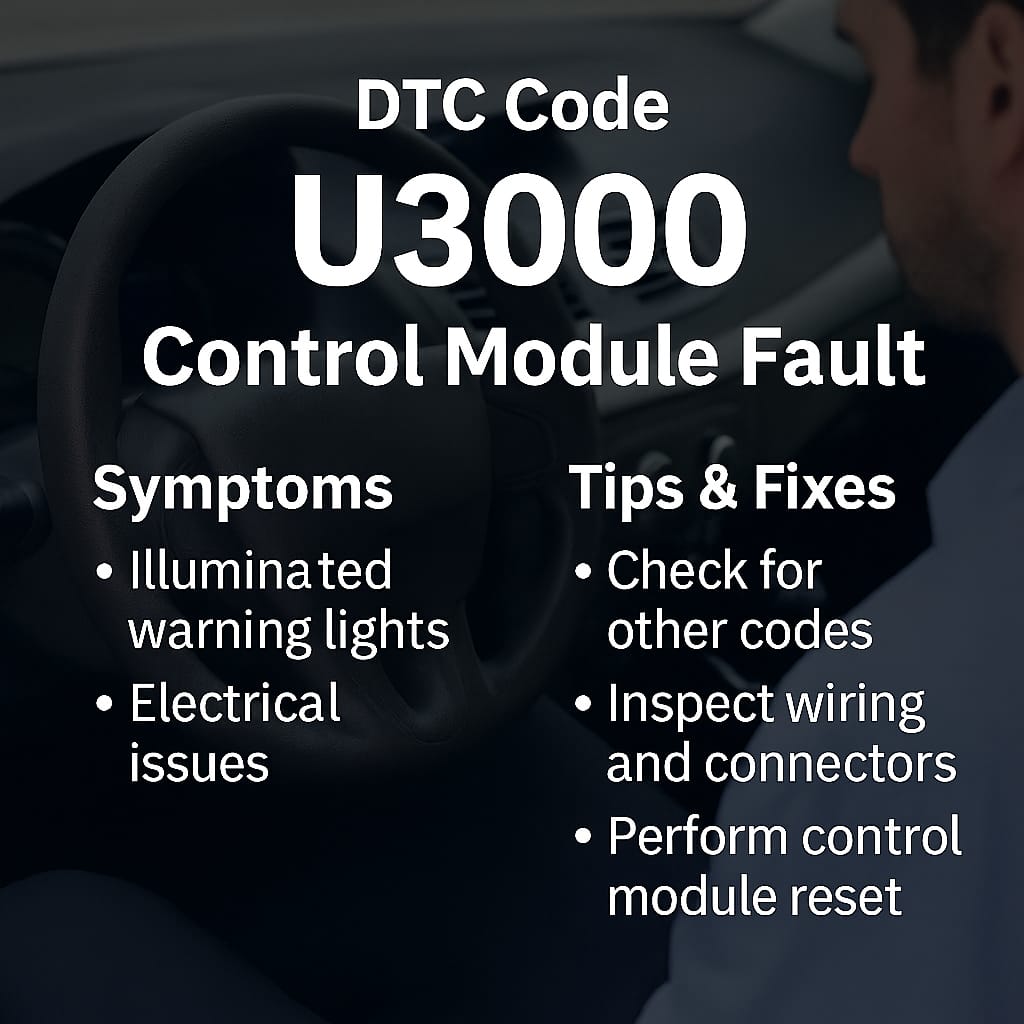 U3000 DTC Code – Control Module Fault in Cars: Causes, Symptoms & Fixes
